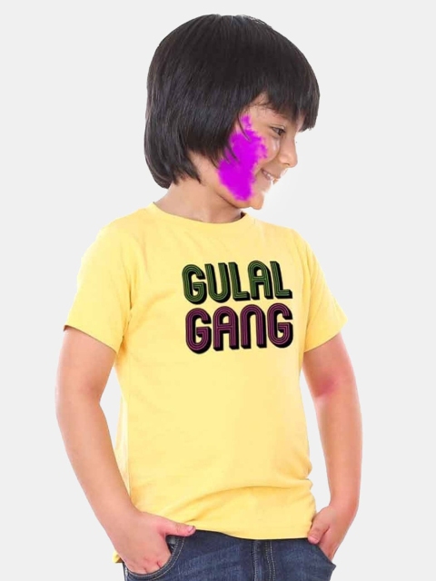 BONKIDS Boys Yellow Holi T-shirt