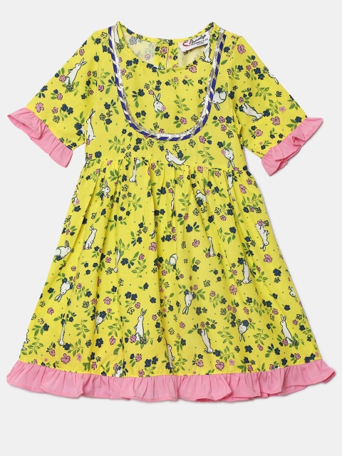 Hopscotch Yellow Floral A-Line Dress