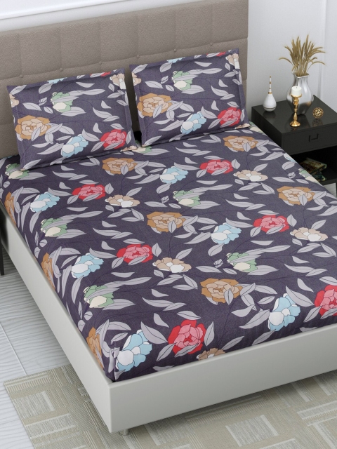 DREAM WEAVERZ Grey & Red Floral Pure Cotton 250 TC King Bedsheet with 2 Pillow Covers
DREAM WEAVERZ Grey & Red Floral Pure Cotton 250 TC King Bedsheet with 2 Pillow Covers