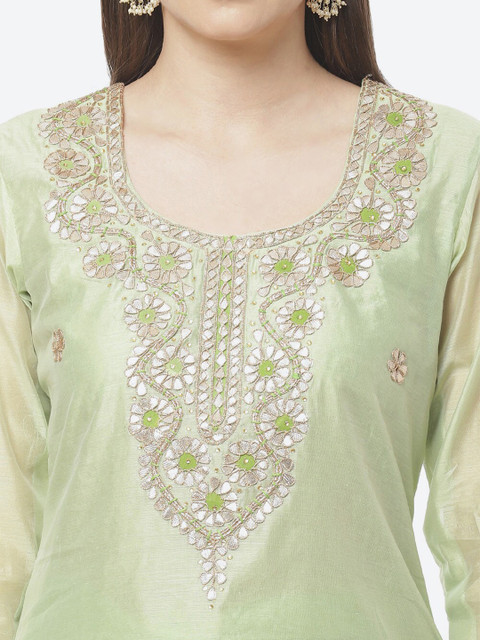Biba Women Pastel Green & Gold-Toned Embroidered Unstitched Dress Material 
Biba Women Pastel Green & Gold-Toned Embroidered Unstitched Dress Material