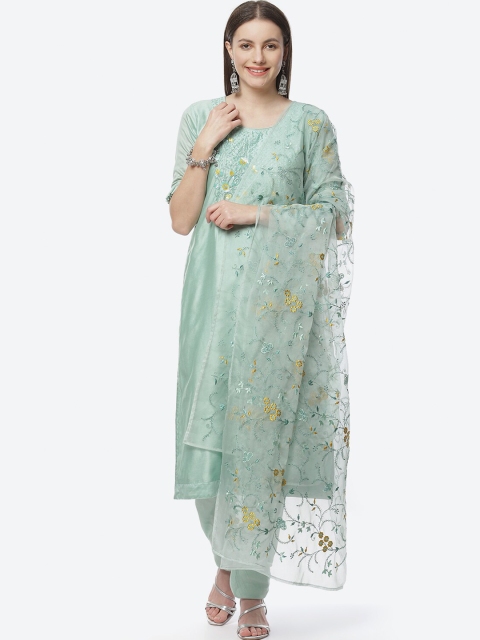 Biba Blue Embroidered Unstitched Dress Material