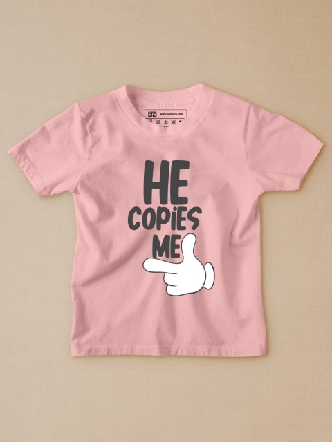BE AWARA Kids Pink Typography Printed T-shirt