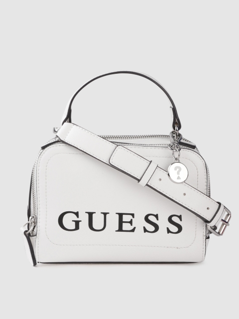 GUESS Off White & Black Brand Logo Printed Handheld Bag with Tab & Detachable Sling Strap
GUESS Off White & Black Brand Logo Printed Handheld Bag with Tab & Detachable Sling Strap