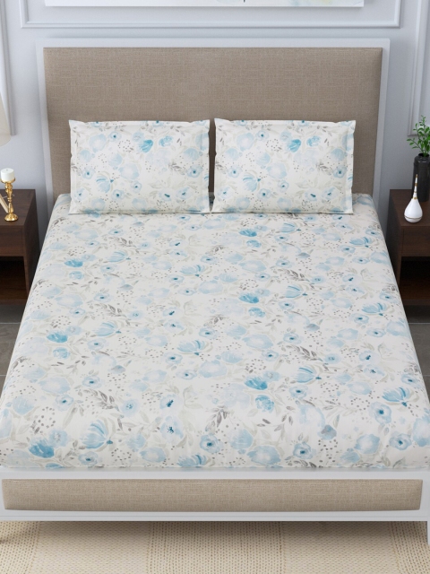 LINENWALAS Happy Sleeping Blue & White 300 TC King Floral Bed Sheet with 2 Pillow Covers
LINENWALAS Happy Sleeping Blue & White 300 TC King Floral Bed Sheet with 2 Pillow Covers