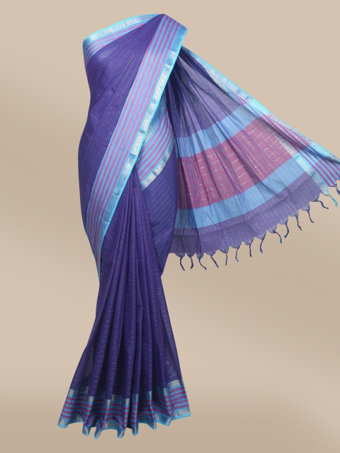 The Chennai Silks Navy Blue & Silver-Toned Striped Zari Pure Cotton Narayan Peth Saree
The Chennai Silks Navy Blue & Silver-Toned Striped Zari Pure Cotton Narayan Peth Saree