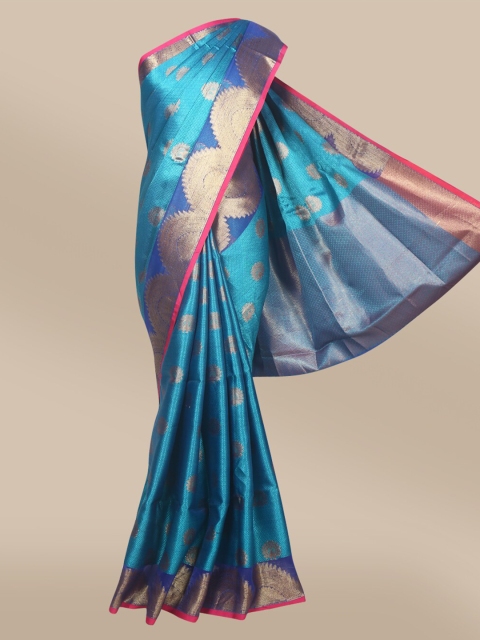 The Chennai Silks Turquoise Blue & Gold-Toned Ethnic Motifs Zari Organza Fusion Banarasi Saree
The Chennai Silks Turquoise Blue & Gold-Toned Ethnic Motifs Zari Organza Fusion Banarasi Saree