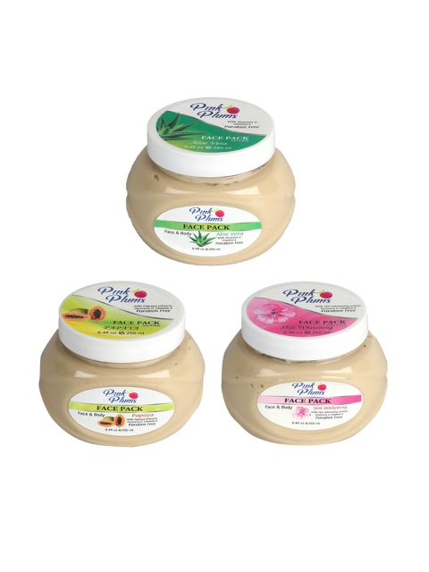 Pink Plums Set of 3 Vitamin E, Aloe Vera, & Papaya Skin Brightening Face Pack 250 ml Each, Beige
Pink Plums Set of 3 Vitamin E, Aloe Vera, & Papaya Skin Brightening Face Pack 250 ml Each, Beige