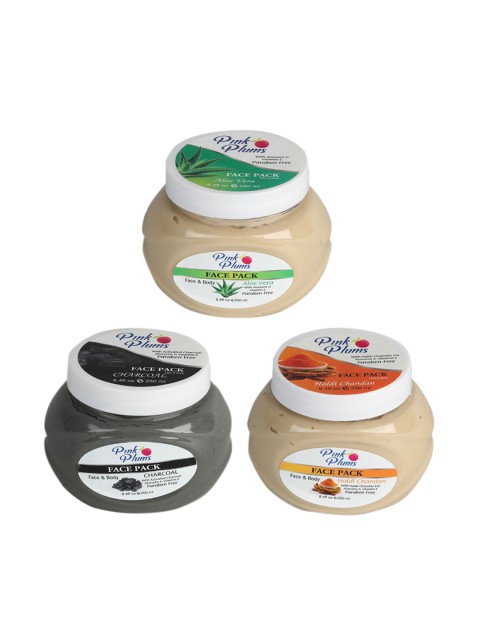 Pink Plums Pack of 3 Paraben Free Aloevera, Charcoal, Haldi & Chandan Facial Kit - 250 Ml, Multi
Pink Plums Pack of 3 Paraben Free Aloevera, Charcoal, Haldi & Chandan Facial Kit - 250 Ml, Multi