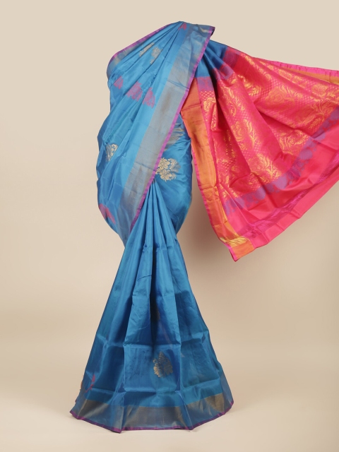 Pothys Blue & Pink Woven Design Art Silk Saree
