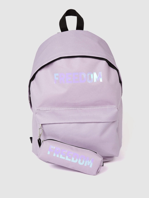 DeFacto Women Purple & Black Typography Print Backpack