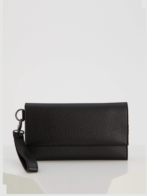 DeFacto Men Black Abstract Textured Three Fold Wallet