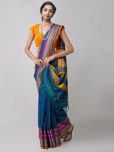 Unnati Silks Blue & Yellow Woven Design Handloom Sustainable Pavani Kanchi Cotton Saree
Unnati Silks Blue & Yellow Woven Design Handloom Sustainable Pavani Kanchi Cotton Saree