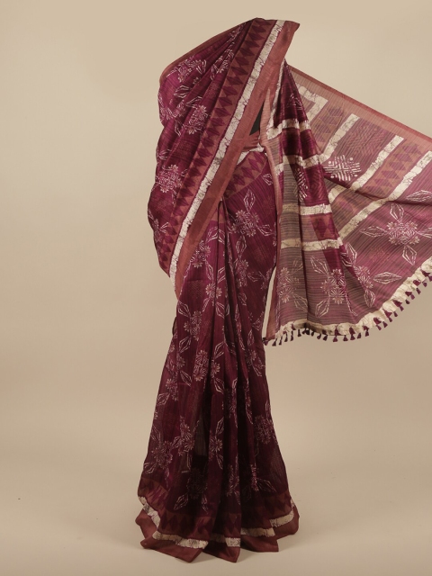 Pothys Purple & White Floral Saree