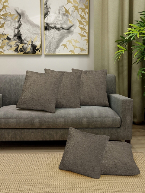 KLOTTHE Set of 5 Brown Square Cushion Covers