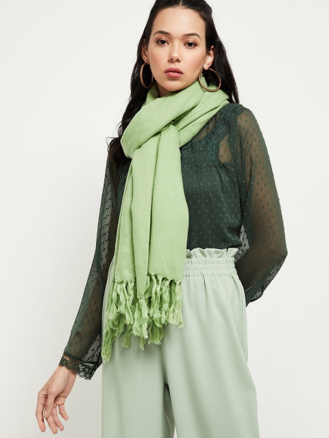 max Women Green Solid Scarf