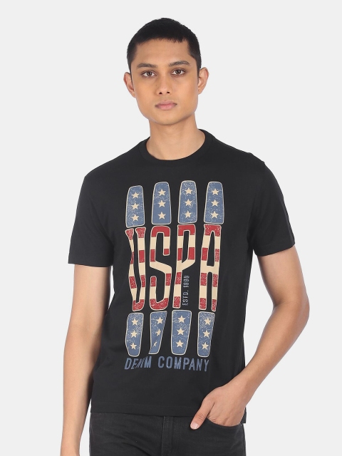 U.S. Polo Assn. Men Black Graphic Printed T-shirt
