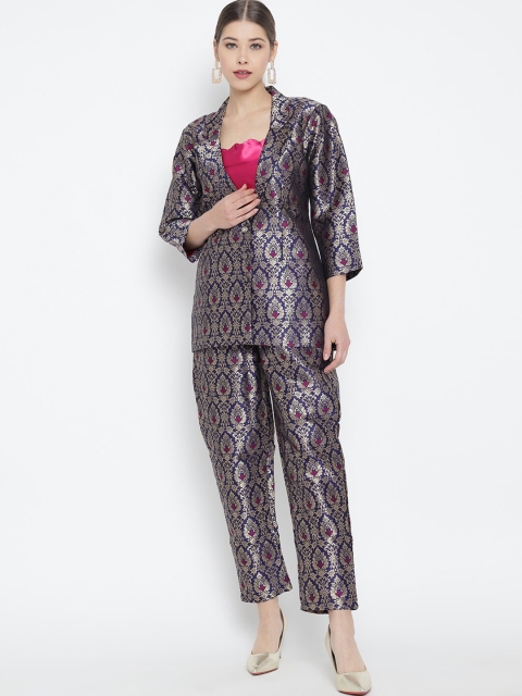 RAISIN Women Blue Self Design Co-Ords