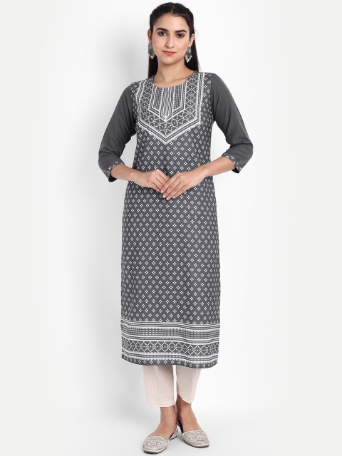 Ethnic basket Women Grey Ethnic Motifs Printed Flared Sleeves Thread Work Floral Crepe Kurta
Ethnic basket Women Grey Ethnic Motifs Printed Flared Sleeves Thread Work Floral Crepe Kurta