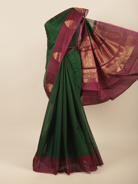 Pothys Green & Pink Woven Design Silk Cotton Saree