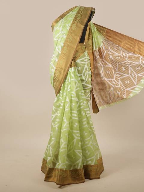 Pothys Green & White Floral Saree