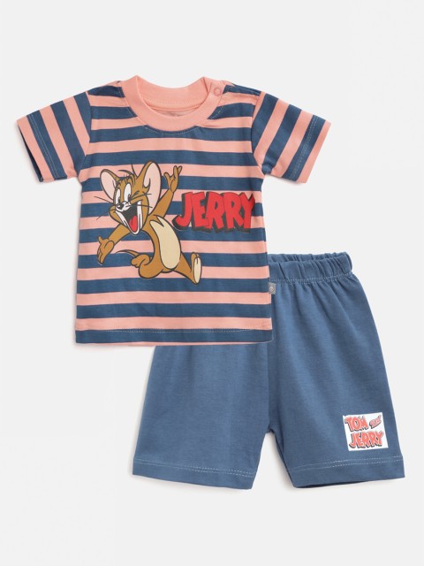 TINYO Infant Boys Peach-Coloured & Teal Blue Cotton Striped & Tom & Jerry T-shirt & Shorts
TINYO Infant Boys Peach-Coloured & Teal Blue Cotton Striped & Tom & Jerry T-shirt & Shorts