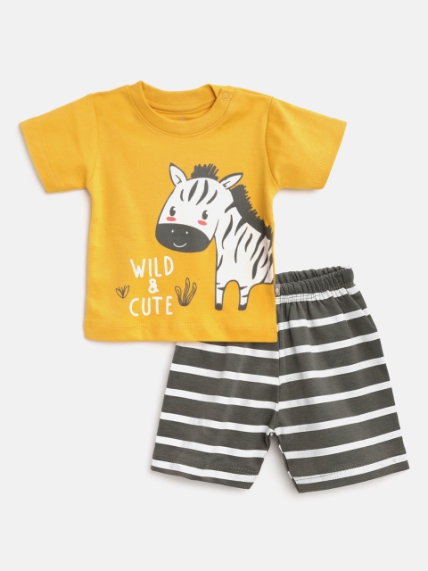 TINYO Infant Boys Mustard Yellow & Charcoal Grey Cotton Zebra Print T-shirt with Shorts
TINYO Infant Boys Mustard Yellow & Charcoal Grey Cotton Zebra Print T-shirt with Shorts