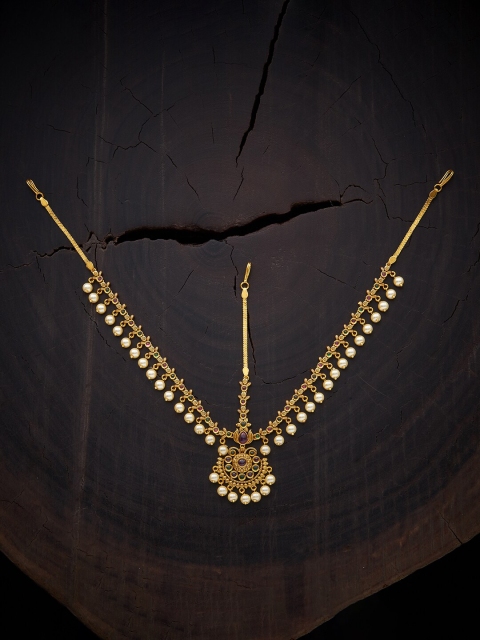 Kushal's Fashion Jewellery Antique Matha Patti With Intricate Engraves & Pearl Droplets, Gold
Kushal's Fashion Jewellery Antique Matha Patti With Intricate Engraves & Pearl Droplets, Gold