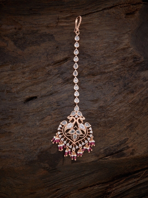 Kushal's Fashion Jewellery Rose Gold-Plated White AD-Studded & Pearl Beaded Maangtika
Kushal's Fashion Jewellery Rose Gold-Plated White AD-Studded & Pearl Beaded Maangtika