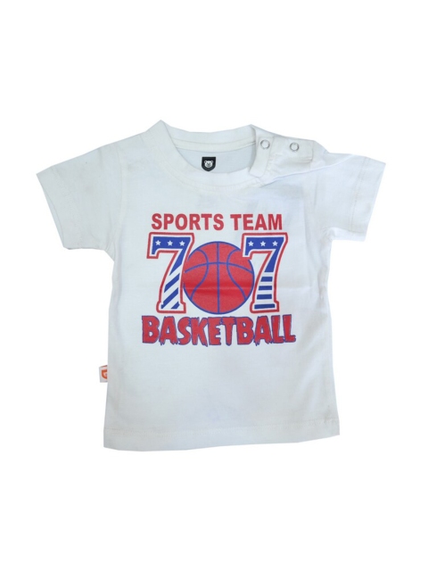 612 league Boys White & Red Varsity Printed T-shirt