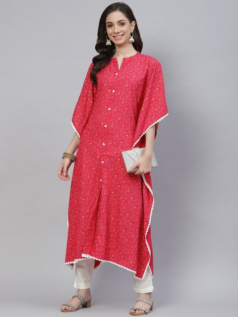 mokshi Women Pink Ethnic Motifs Foil Print Mandarin Collar Kimono Sleeves Kaftan Kurta
mokshi Women Pink Ethnic Motifs Foil Print Mandarin Collar Kimono Sleeves Kaftan Kurta