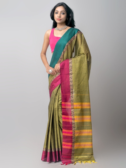 Unnati Silks Green & Pink Woven Design Border Pure Cotton Kanjeevaram Handloom Saree
Unnati Silks Green & Pink Woven Design Border Pure Cotton Kanjeevaram Handloom Saree