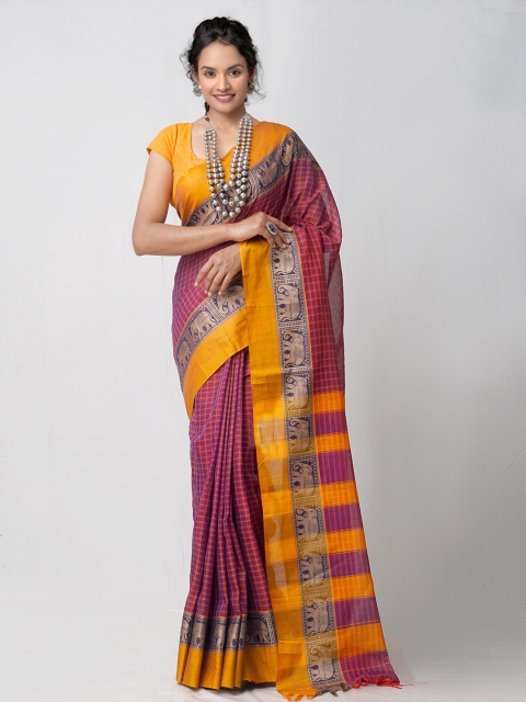 Unnati Silks Purple Woven Design Pure Handloom Sustainable Pavani Chettinad Cotton Saree
Unnati Silks Purple Woven Design Pure Handloom Sustainable Pavani Chettinad Cotton Saree