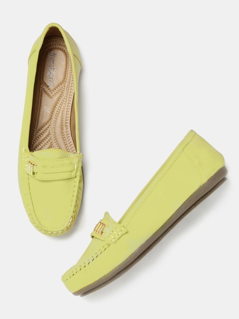DressBerry Women Lime Green Solid Loafers