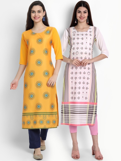 Ethnic basket Women Pack Of 2 Yellow & White Ethnic Motifs Printed Floral Crepe Kurta
Ethnic basket Women Pack Of 2 Yellow & White Ethnic Motifs Printed Floral Crepe Kurta