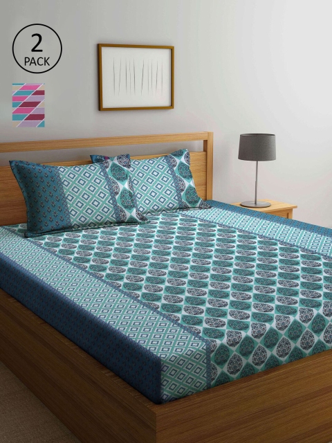 KLOTTHE Pack Of 2 Printed 210 TC Pure Cotton Queen Bedsheet with 4 Pillow Covers, Blue
KLOTTHE Pack Of 2 Printed 210 TC Pure Cotton Queen Bedsheet with 4 Pillow Covers, Blue