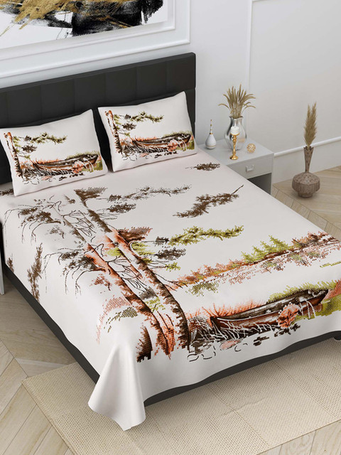 JAIPUR FABRIC White & Brown Floral 300 TC Pure Cotton King Bedsheet with 2 Pillow Covers
JAIPUR FABRIC White & Brown Floral 300 TC Pure Cotton King Bedsheet with 2 Pillow Covers