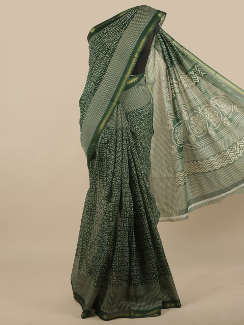 Pothys Green & Grey Printed Saree