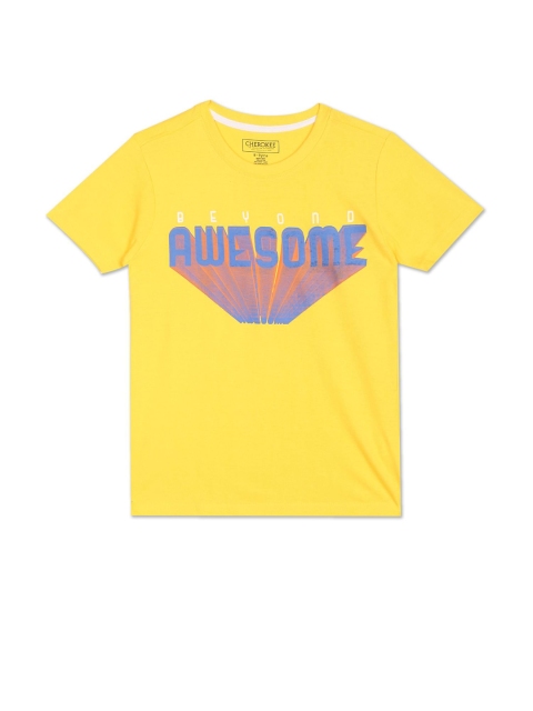 Cherokee Boys Yellow Typography Printed T-shirt