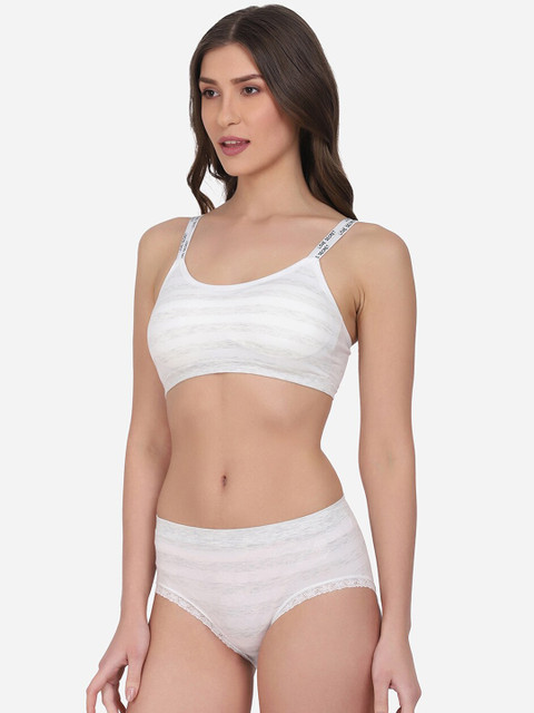 PRETTYBOLD Women Grey Striped Cotton Lingerie Set
PRETTYBOLD Women Grey Striped Cotton Lingerie Set