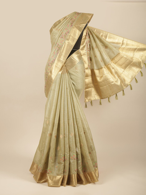 Pothys Beige & Gold-Toned Floral Embroidered Zari Jute Cotton Saree
Pothys Beige & Gold-Toned Floral Embroidered Zari Jute Cotton Saree