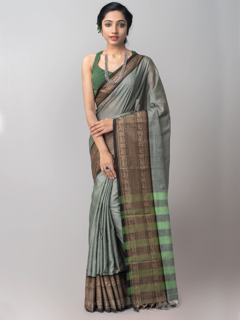 Unnati Silks Grey & Green Woven Design Pure Cotton Handloom Sustainable Narayan Peth Saree
Unnati Silks Grey & Green Woven Design Pure Cotton Handloom Sustainable Narayan Peth Saree