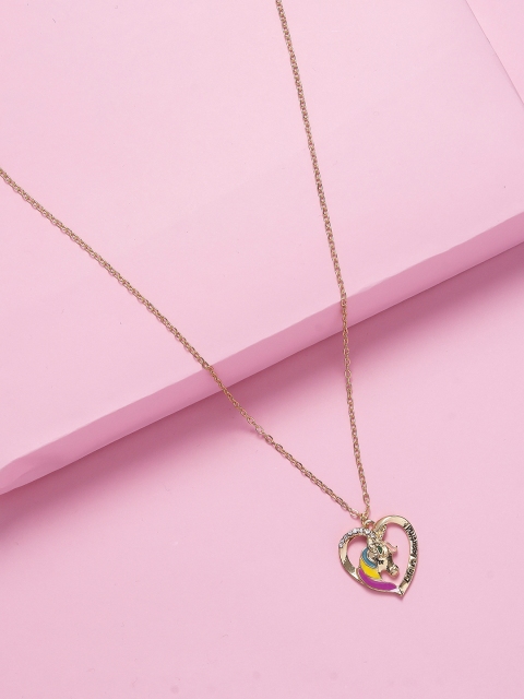 Arendelle Gold-Toned & White Stone-Studded Life Is Beautiful Unicorn Pendant With Chain
Arendelle Gold-Toned & White Stone-Studded Life Is Beautiful Unicorn Pendant With Chain
