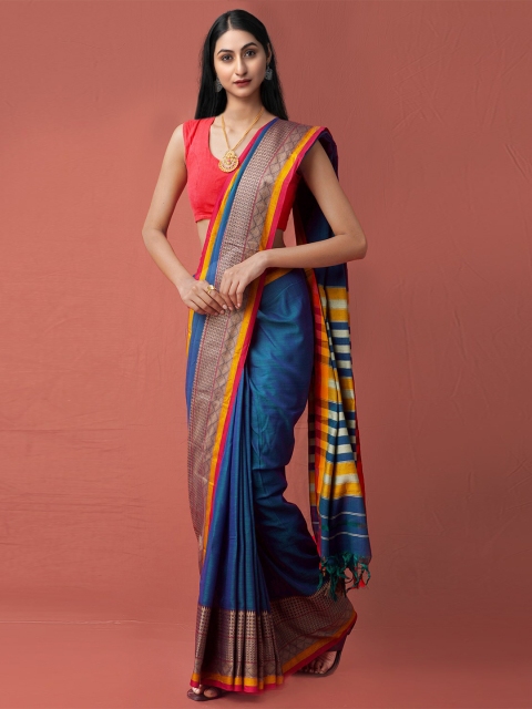 Unnati Silks Blue & Yellow Woven Design Cotton Handloom Sustainable Narayan Peth Saree
Unnati Silks Blue & Yellow Woven Design Cotton Handloom Sustainable Narayan Peth Saree