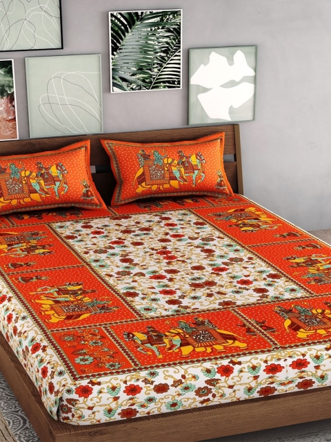 Palakh Orange & White Ethnic Motifs 240 TC Cotton King Bedsheet with 2 Pillow Covers
Palakh Orange & White Ethnic Motifs 240 TC Cotton King Bedsheet with 2 Pillow Covers