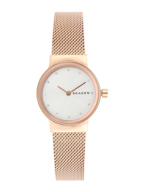 SKAGEN Women White Embellished Dial & Rose Gold-Plated Stainless Steel Bracelet Style Straps Analogue Watch
SKAGEN Women White Embellished Dial & Rose Gold-Plated Stainless Steel Bracelet Style Straps Analogue Watch
