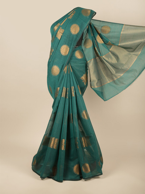 Pothys Green & Gold-Toned Ethnic Motifs Zari Saree 
Pothys Green & Gold-Toned Ethnic Motifs Zari Saree