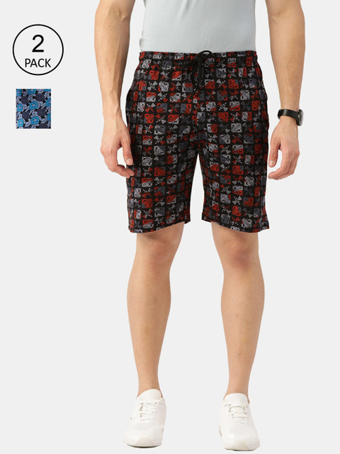 ROMEO ROSSI Men Pack of 2 Black & Blue Geometric Printed Pure Cotton Shorts
ROMEO ROSSI Men Pack of 2 Black & Blue Geometric Printed Pure Cotton Shorts