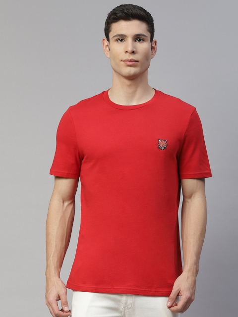 Marks & Spencer Men Red Pure Cotton Applique Detail T-shirt