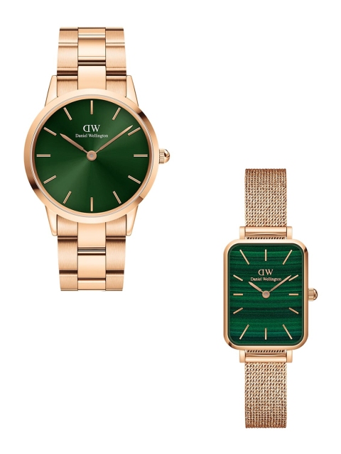 Daniel Wellington Rose Gold-Toned & Green Stainless Steel Couple Watch Gift Set DW00501360
Daniel Wellington Rose Gold-Toned & Green Stainless Steel Couple Watch Gift Set DW00501360