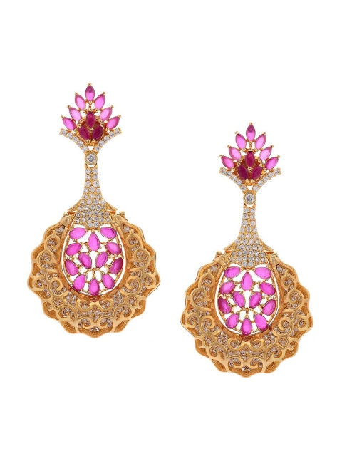 Tistabene Gold-Toned & Pink Contemporary Drop Earrings